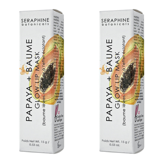 Lot of 2 Seraphine Botanicals Glow Lip Mask PAPAYA + BAUME 15g/.53oz NEW