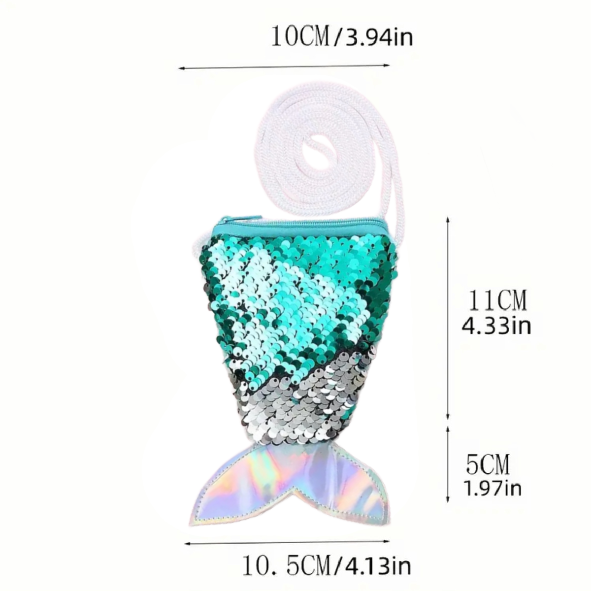 Mini Shiny Sequin Mermaid Coin Purse For Girls Fish Tail Crossbody Bag New