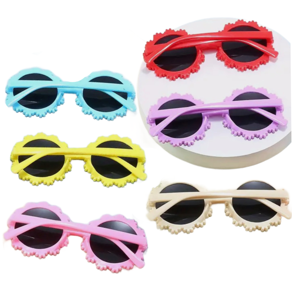 Round Floral Sunglasses Trendy Cute Toddler Kid Summer Tinted Shade Glasses New