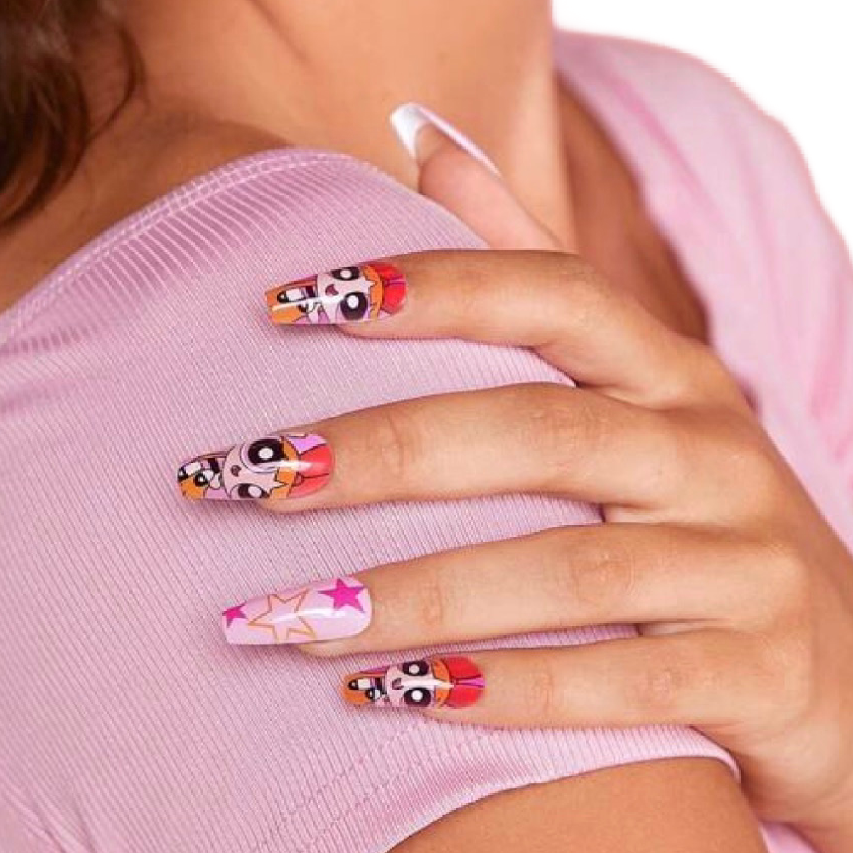 Powerpuff Girls Reusable Press-On Nails & Nail Stickers 2 New Lot Cartoon Sets