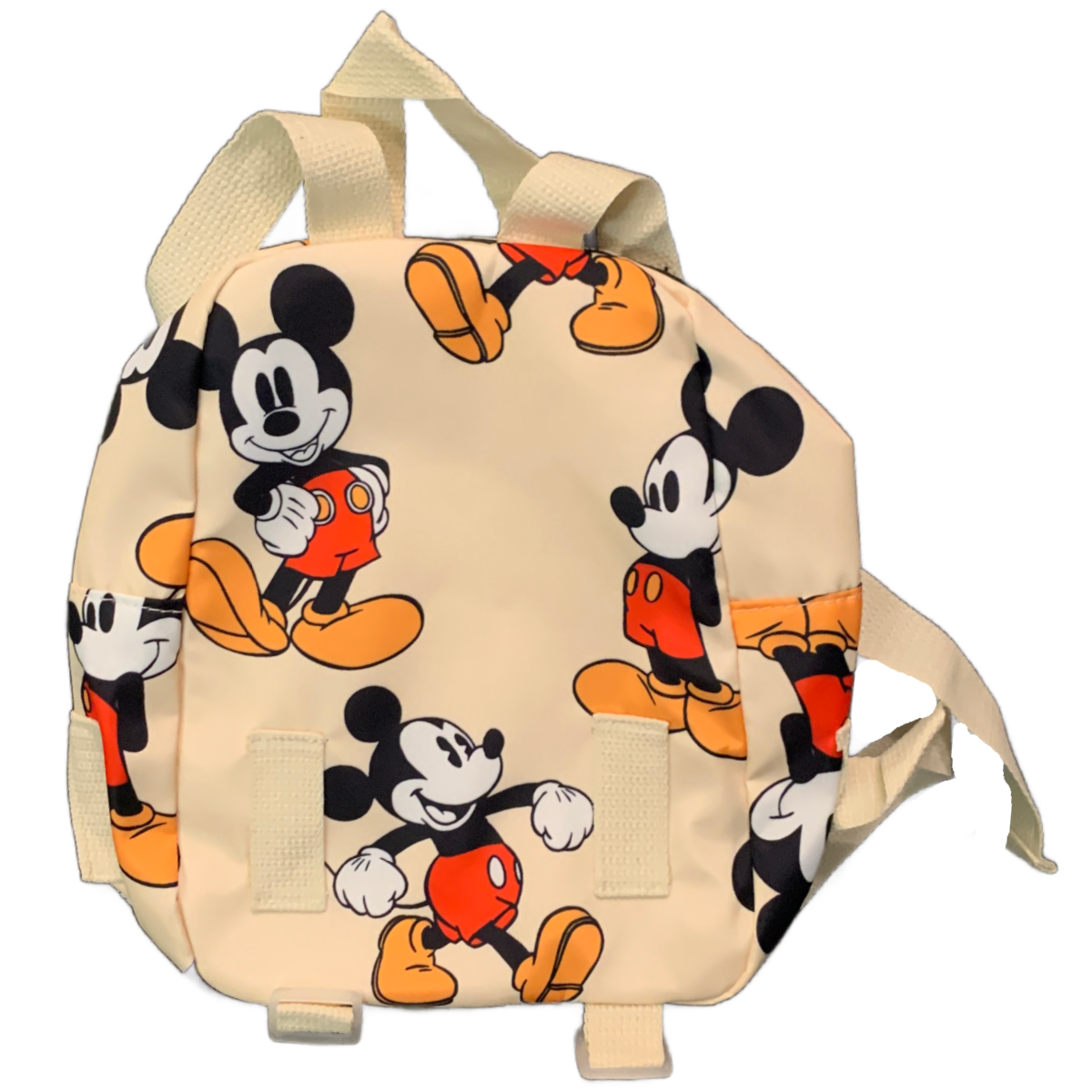 Disney Mickey Mouse Small Backpack Detachable Pouch Neutral Apricot Beige New