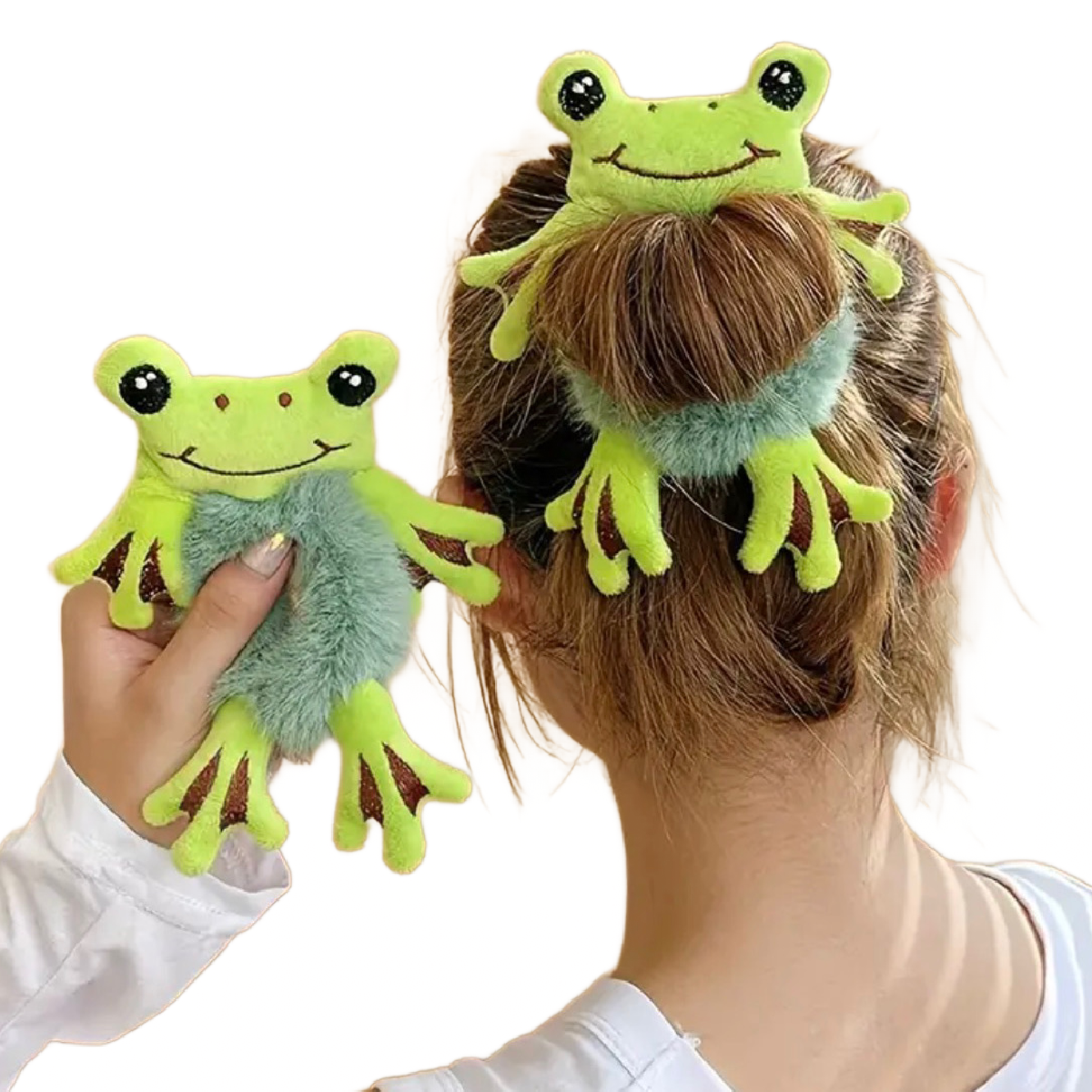 Cartoon Animal Plush Hair Scrunchies Faux Fur Ponytail Holder Girls Accessories