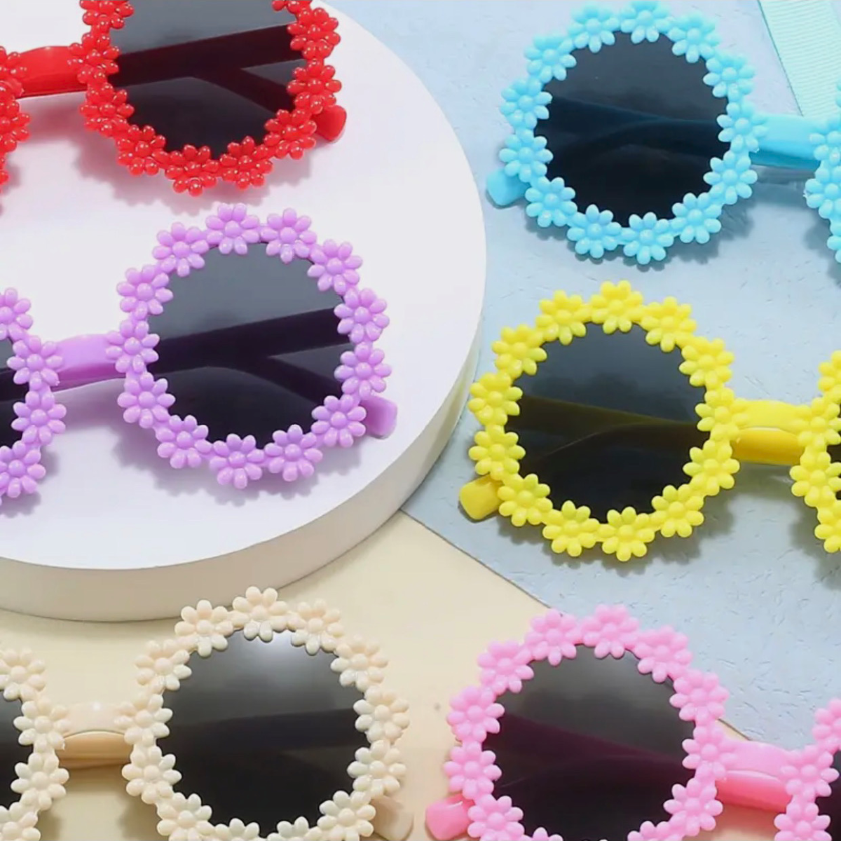 Round Floral Sunglasses Trendy Cute Toddler Kid Summer Tinted Shade Glasses New