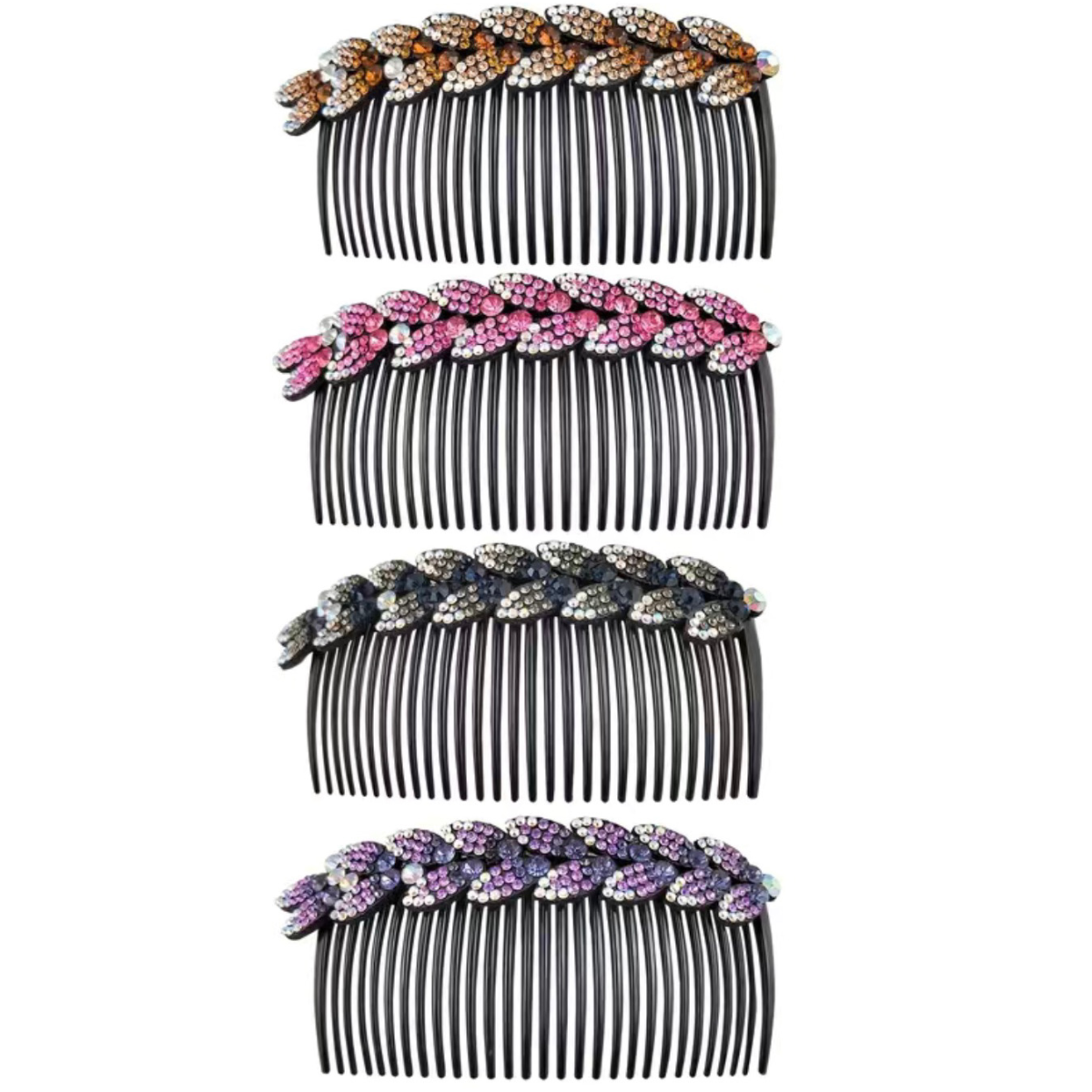 Rhinestone Flower Leaf Hair Side Comb Barrette Elegant Sparkling Accessories NEW