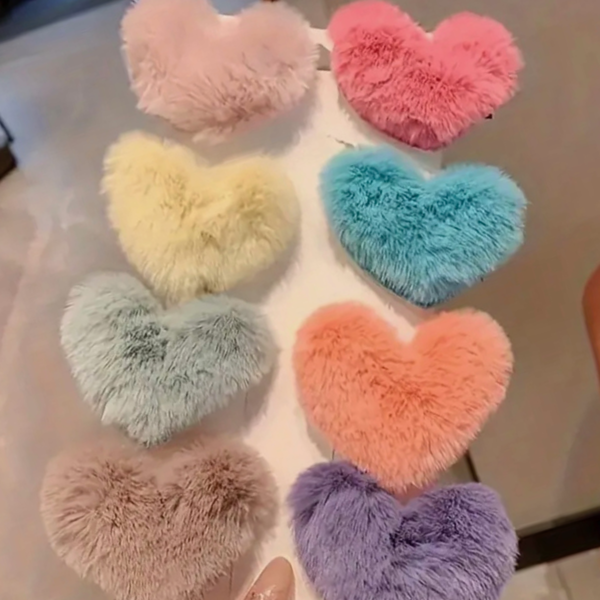 4pc Heart Soft Fuzzy Puffy Plush Snap Hair Clips 2" Barrettes Accessories New