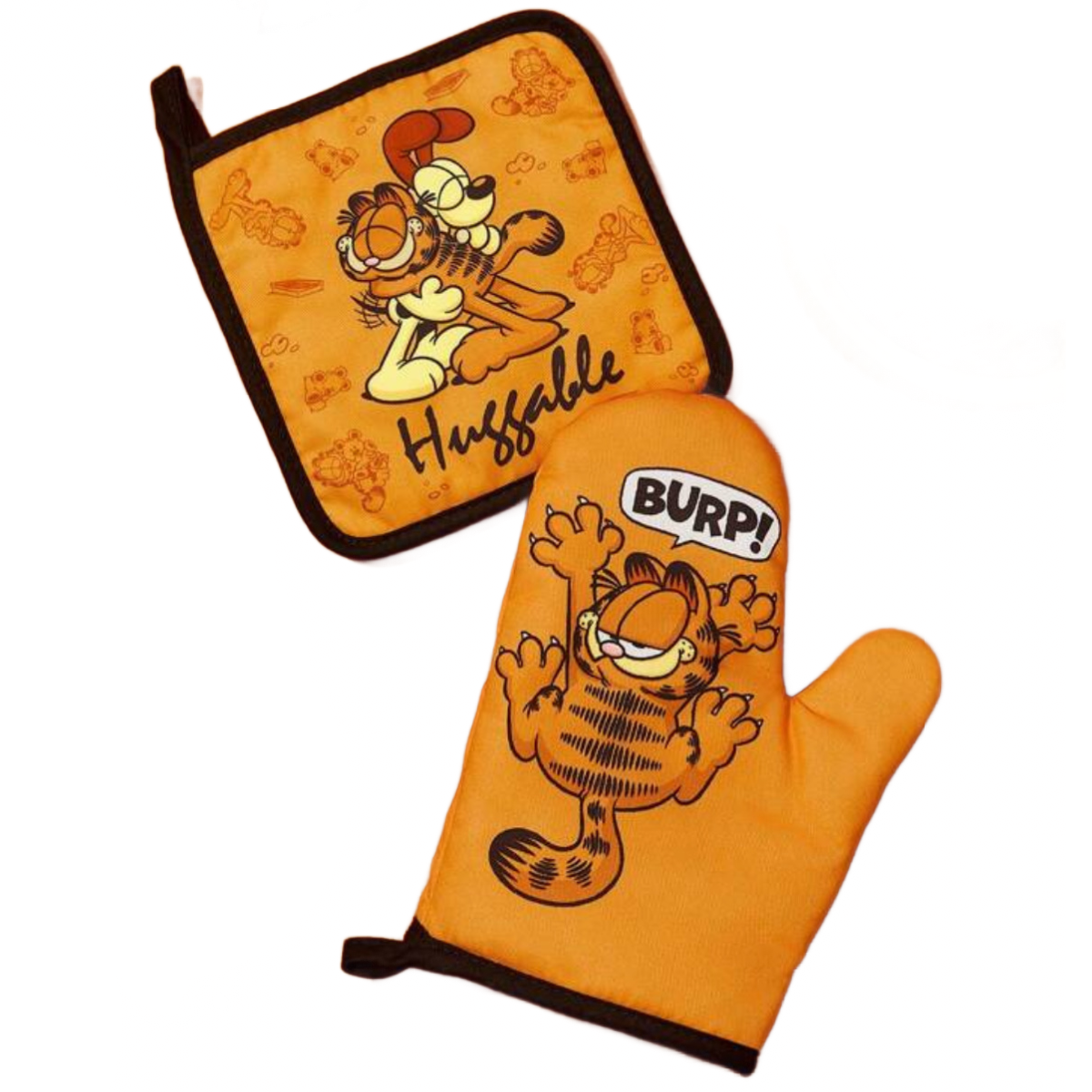 2pc GARFIELD Heat Insulation Glove And Oven Mitt Pad Quilted Cartoon Cat New Lot