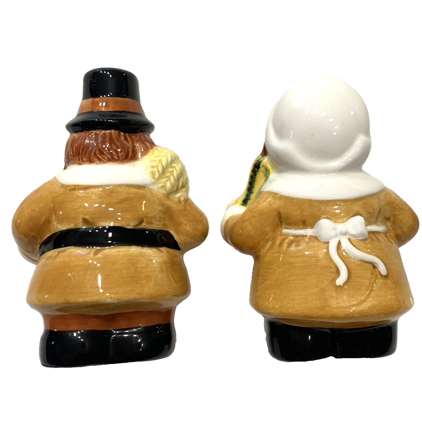 Hand-painted Ceramic Pilgrims Thanksgiving Salt & Pepper Shakers