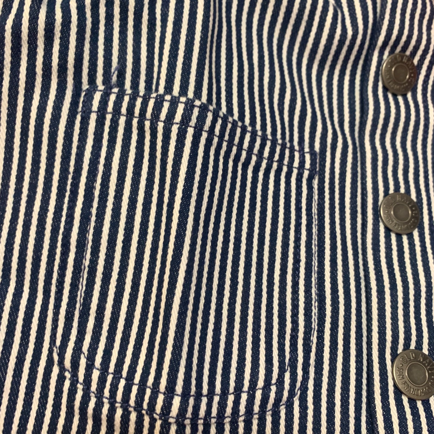 Railroad Stripe Twill Snap Jacket Baby Loose Collared Ice Cream Pocket NWT