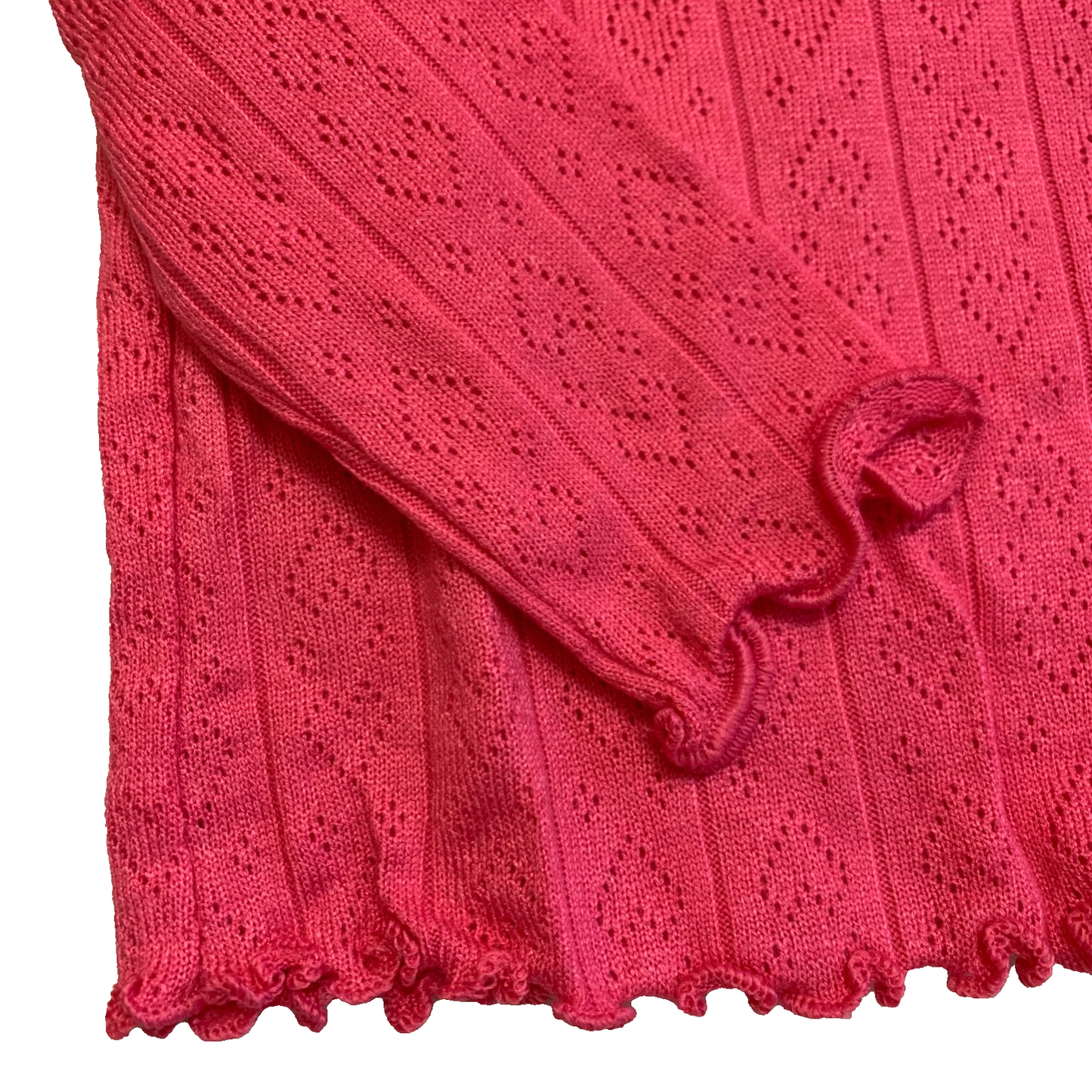 Ruffle-Trim Pointelle-Knit Top Pink Shirt Toddler Size Long Sleeve NWT