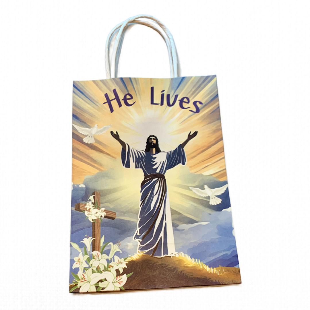 Lot of 16 Easter Gift Bags Wrapping Resurrection Sunday Jesus He Lives 11 inches