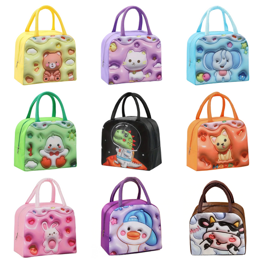 Insulated Lunch Bag 3D Animal Cartoon For School, Work, Travel, Picnic NEW