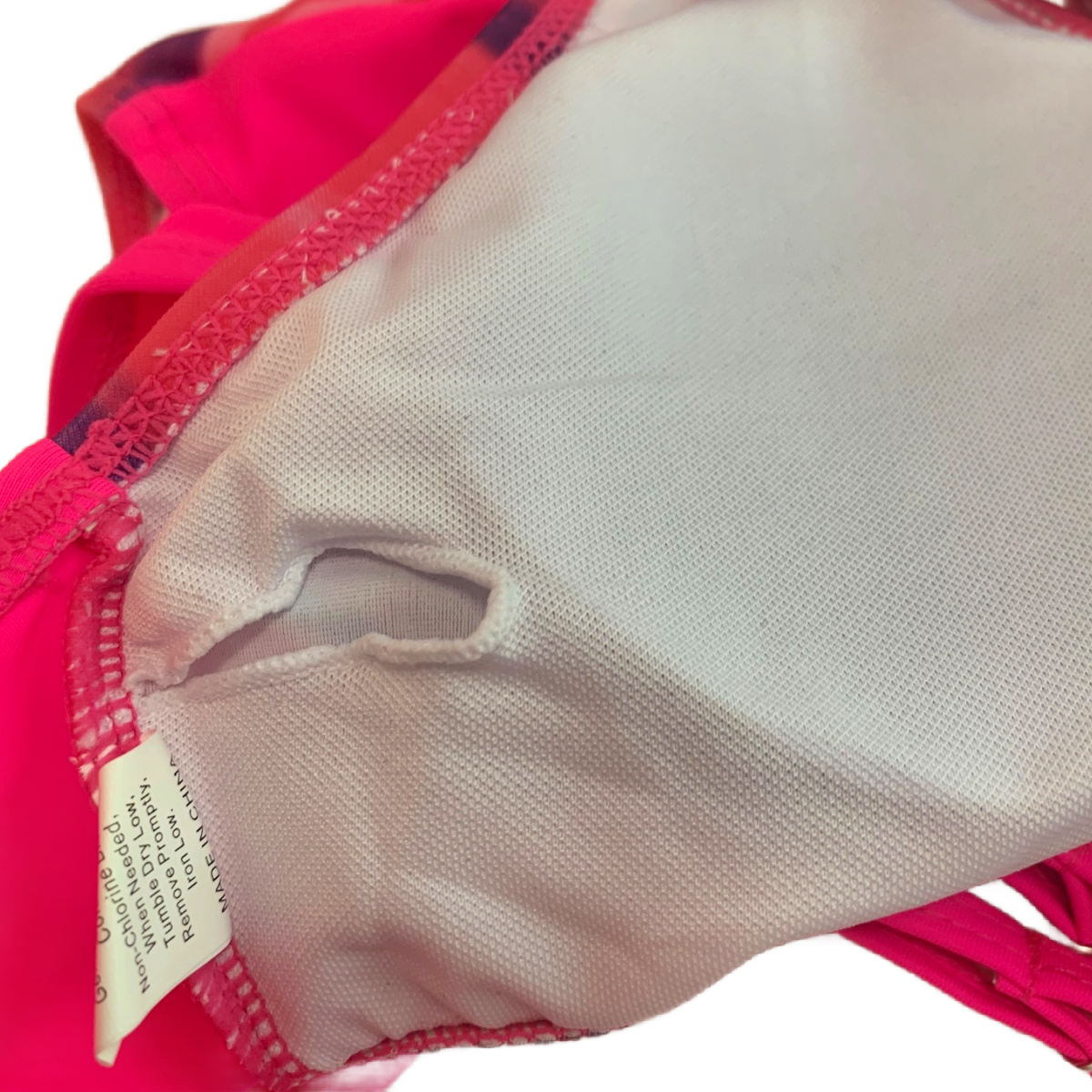 Gradient 2 Piece Bikini Swimsuit Criss-Cross Strap Neon Pink New