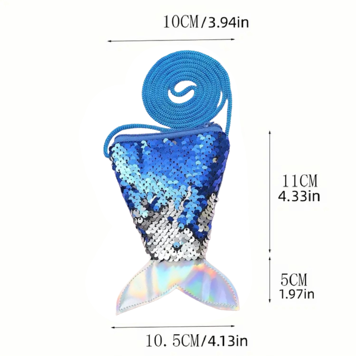 Mini Shiny Sequin Mermaid Coin Purse For Girls Fish Tail Crossbody Bag New