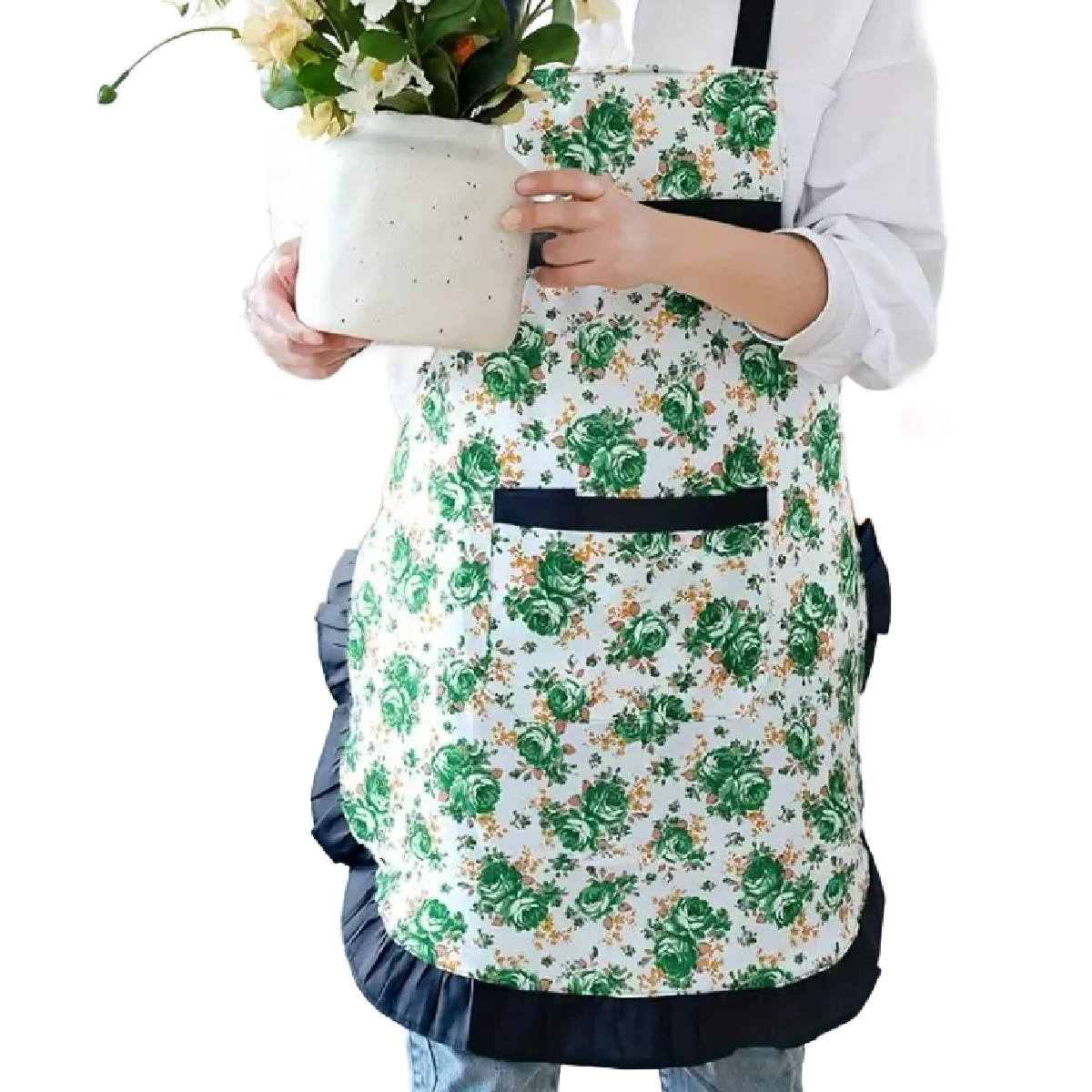 Floral Apron Kitchen Adjustable Pocket BBQ Baking Crafting Gardening NEW