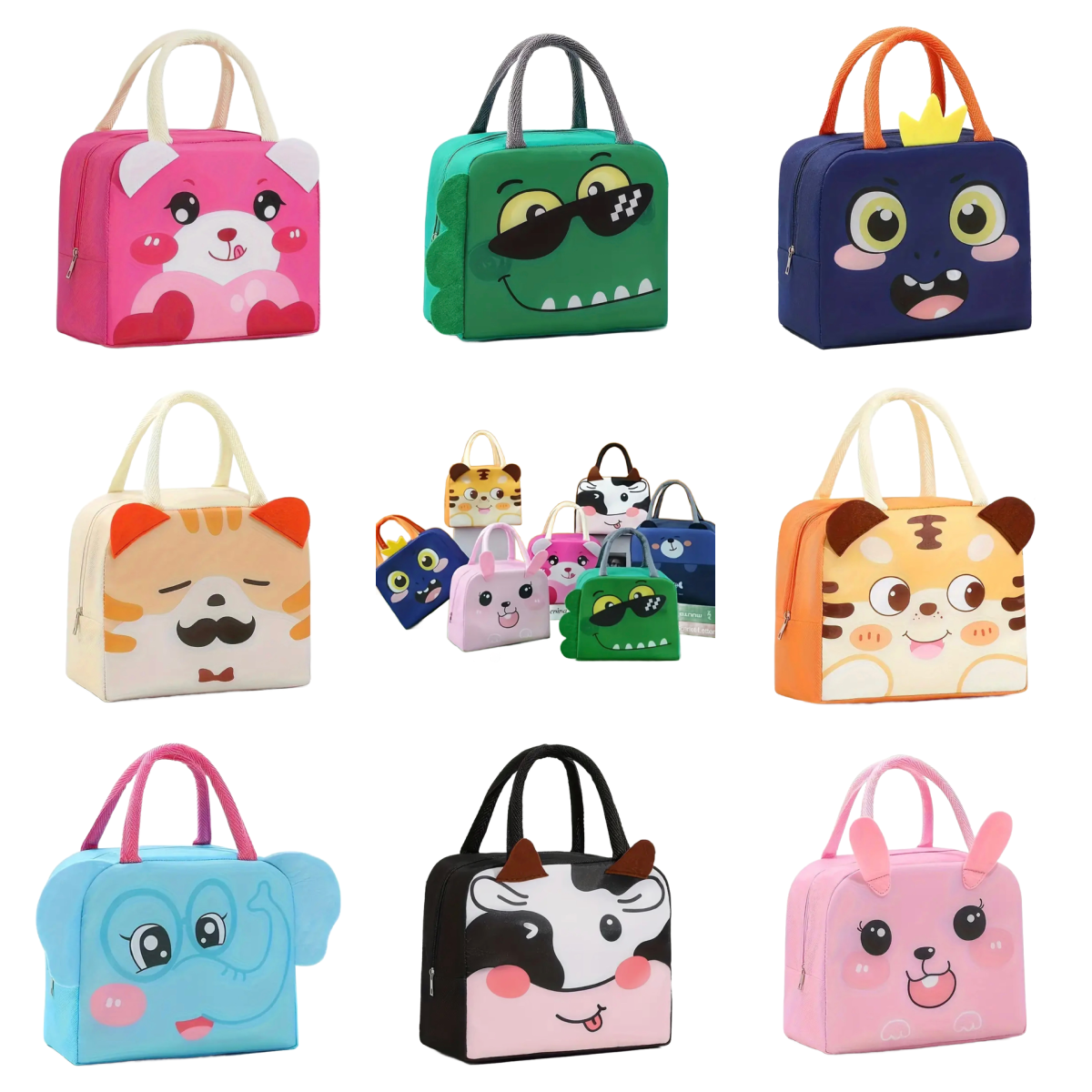 Insulated Lunch Box Bag Cartoon Animal For Kids School, Work, Travel, Picnic NEW