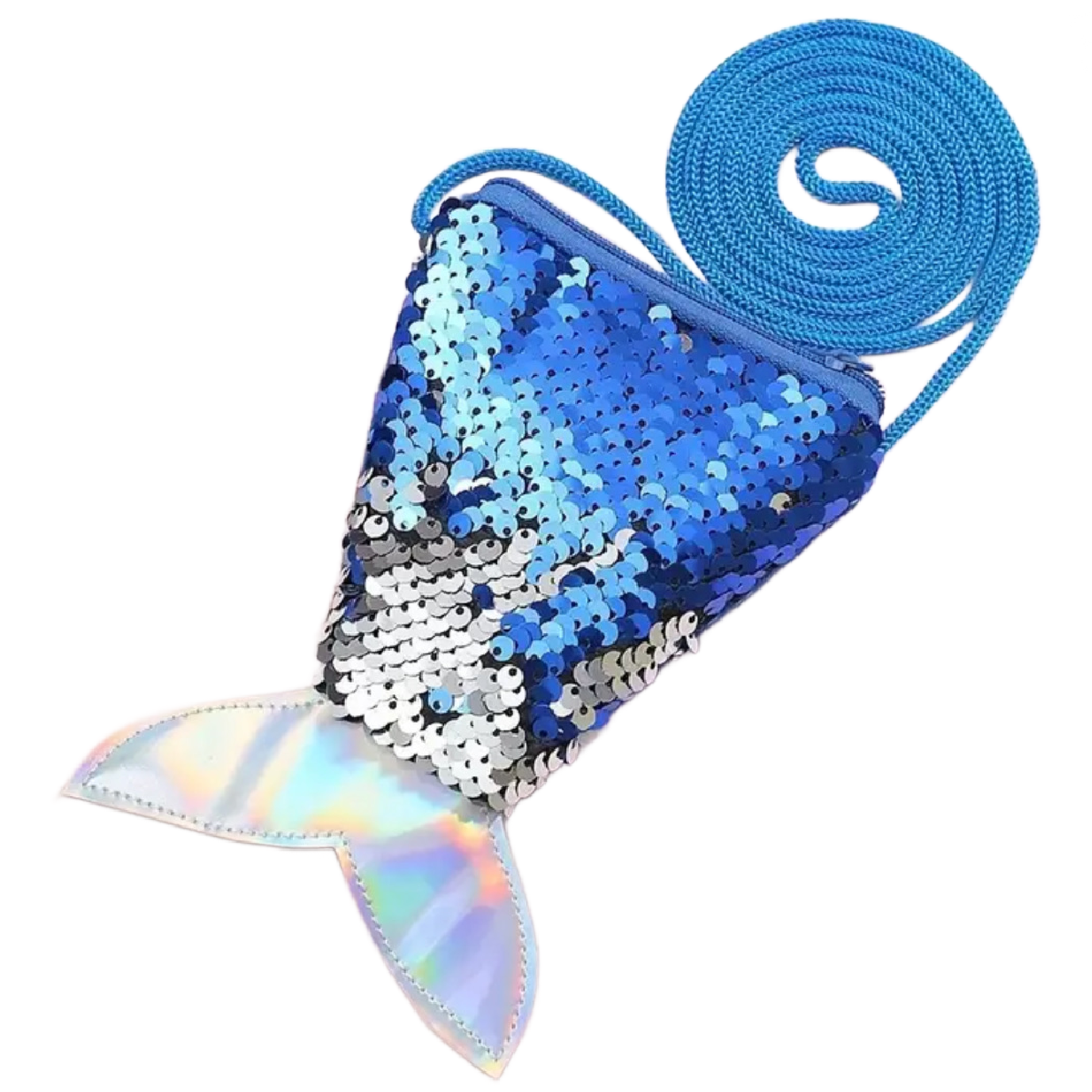 Mini Shiny Sequin Mermaid Coin Purse For Girls Fish Tail Crossbody Bag New