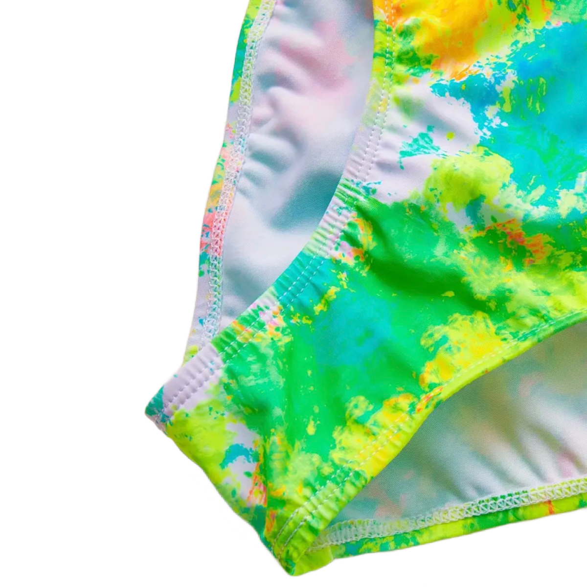 Colorful Tie Dye Pattern Print Swimwear Girls Criss-Cross Straps Swimsuit New