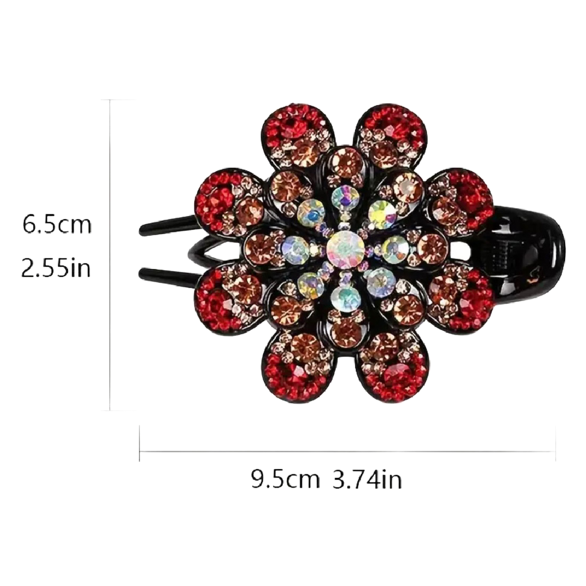 Elegant Boho-Chic Flower Duck Bill Hair Clip with Sparkling Rhinestones New