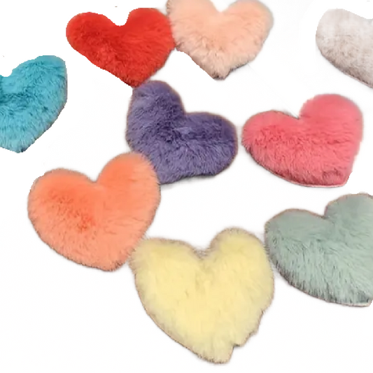 4pc Heart Soft Fuzzy Puffy Plush Snap Hair Clips 2" Barrettes Accessories New