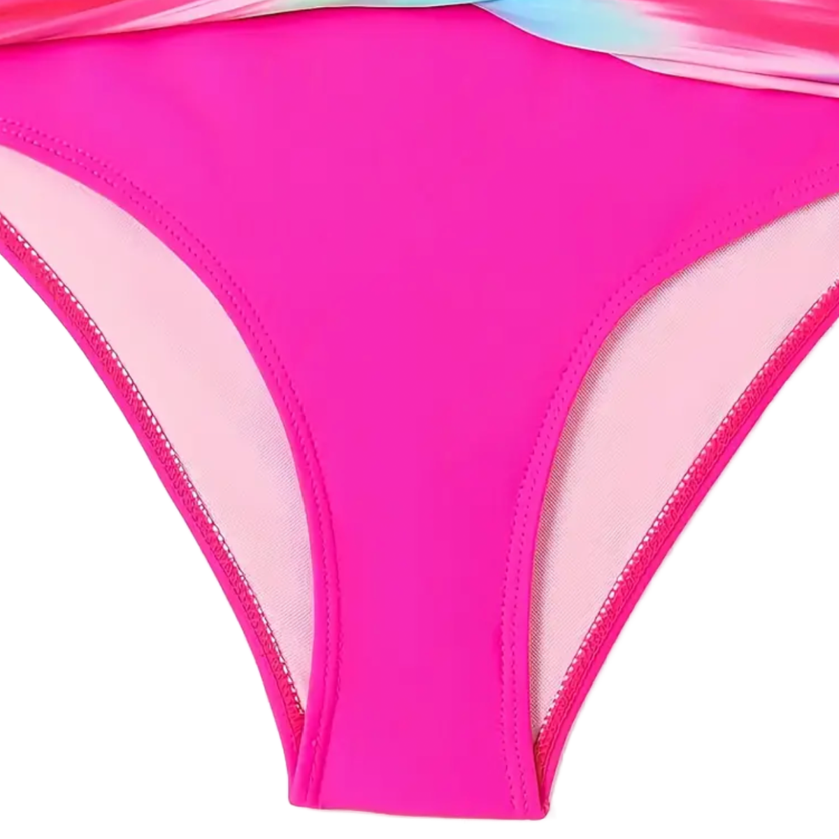 Gradient 2 Piece Bikini Swimsuit Criss-Cross Strap Neon Pink New