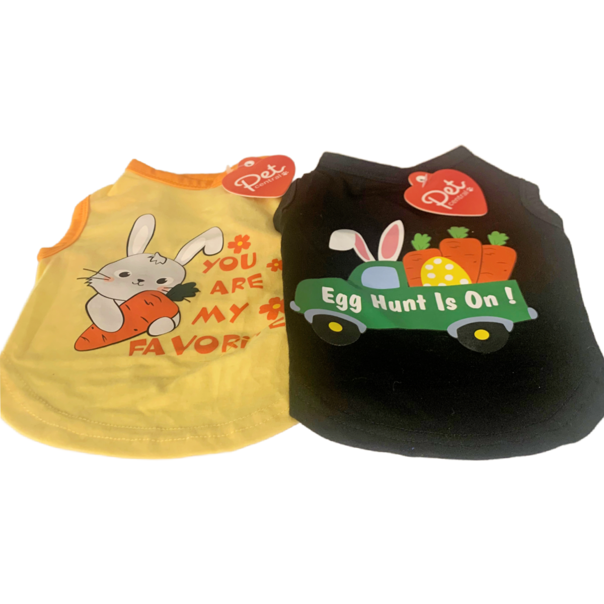 Pet Central Printed Dog Puppy Easter T-Shirts Lot of 2 Bunny Dino NEW