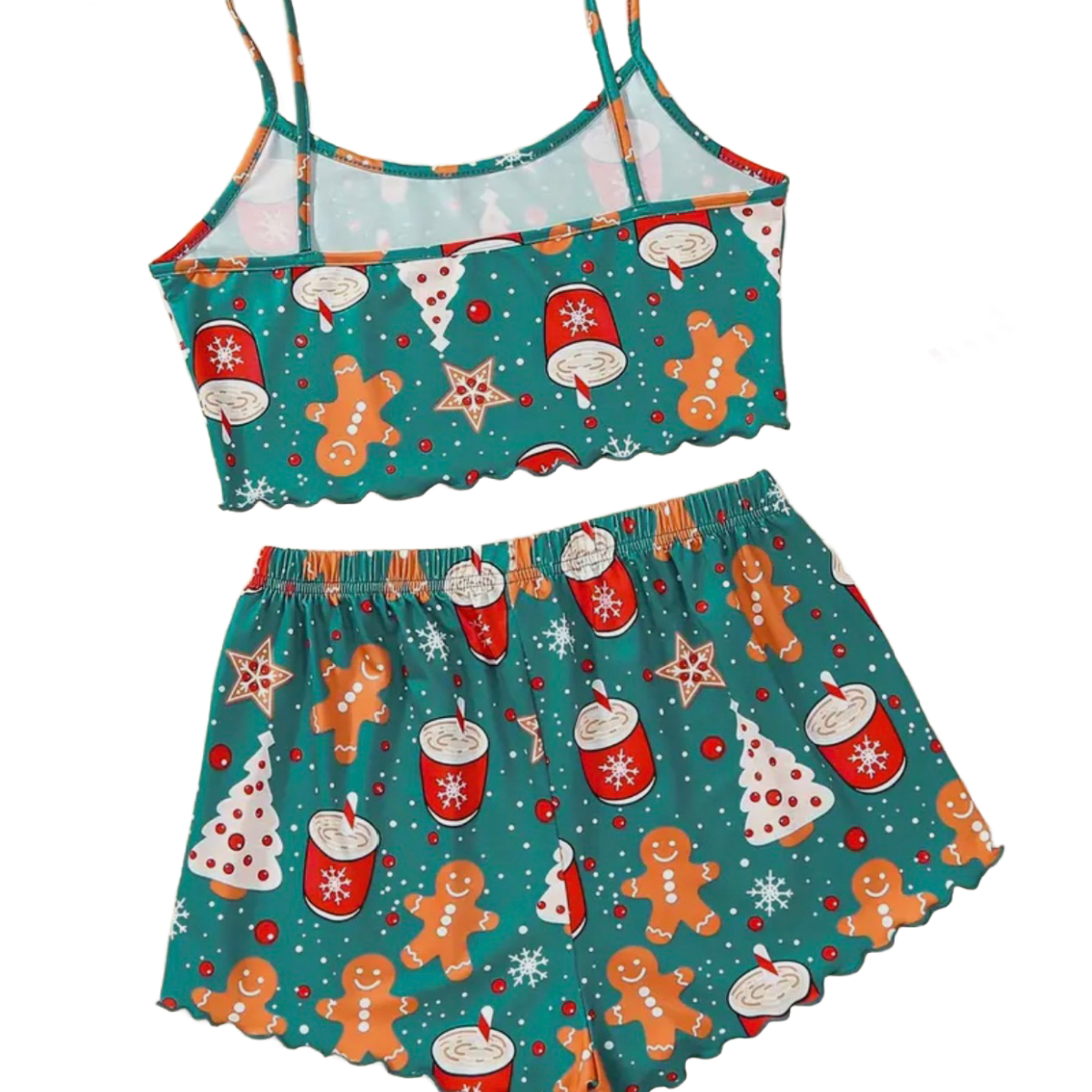 Christmas 2pc PJ Lingerie Set Women's Loungewear Pajamas Cami Top & Shorts New