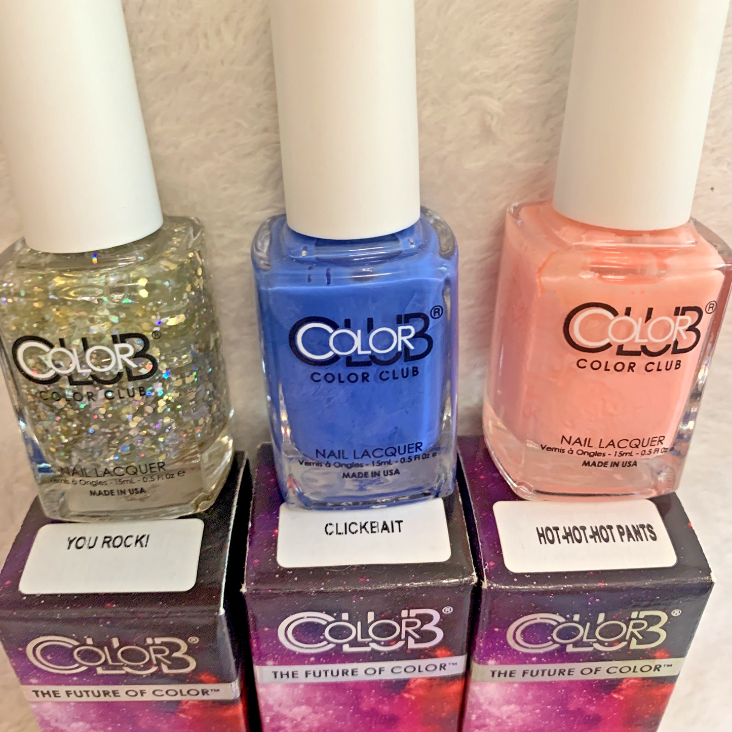 Color Club Nail Lacquer Polishes You Rock! + Clickbait + Hot Hot Pants 3pc Lot