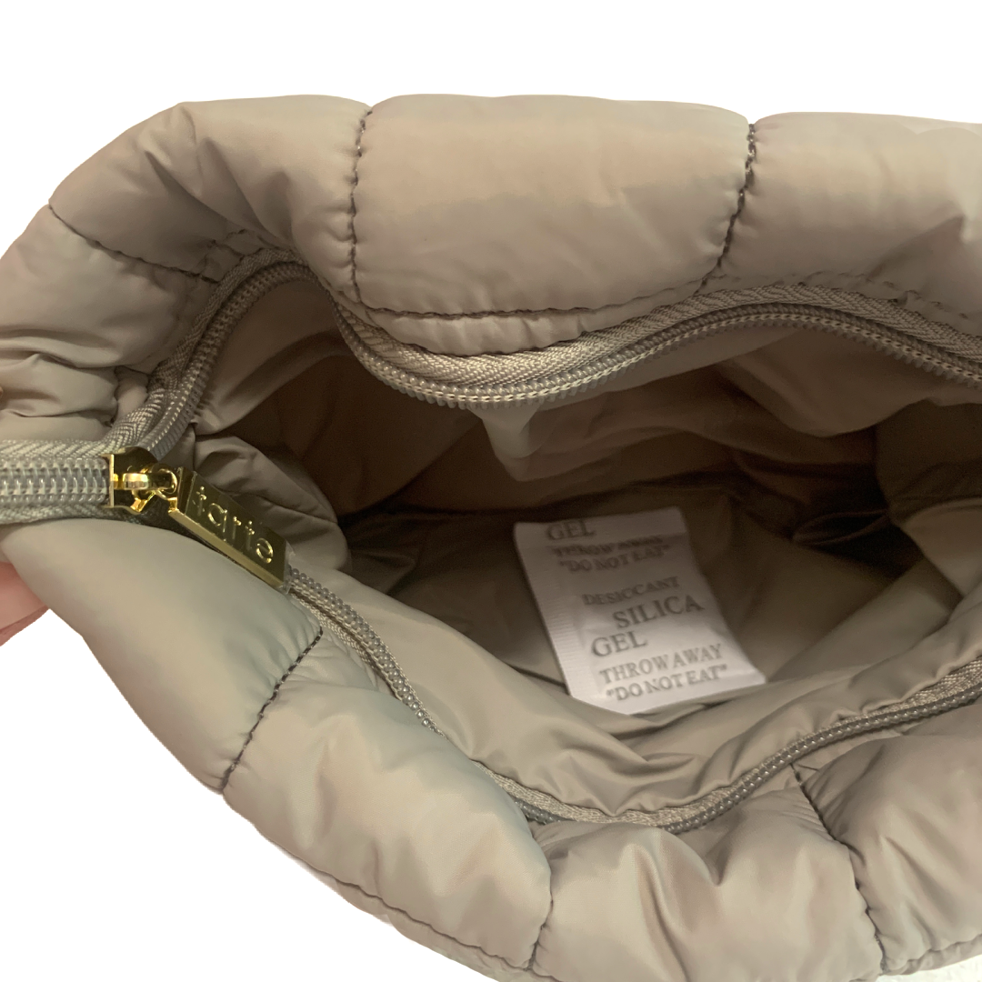 Tarte Quilted Puffer Cosmetics Makeup Bag Slate Gray 10x7 Inch NEW