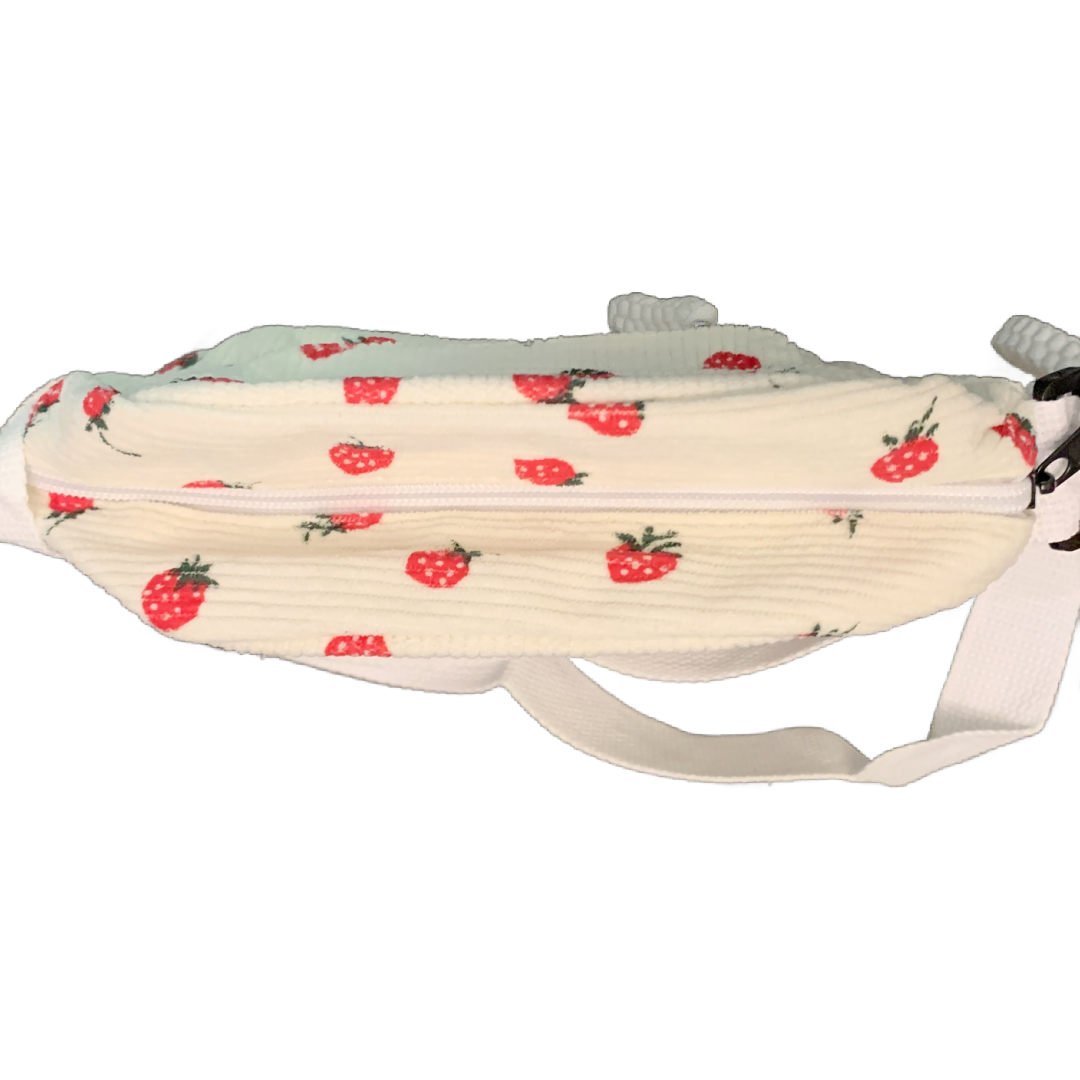 Small Corduroy Strawberry Print Shoulder Hand Bag Purse Crossbody New