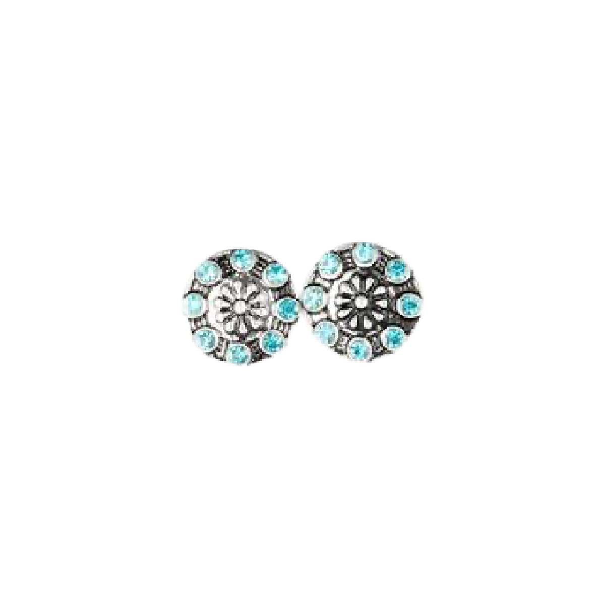 Starlet Shimmer Round Flower Rhinestone Fashion Post Earrings NEW