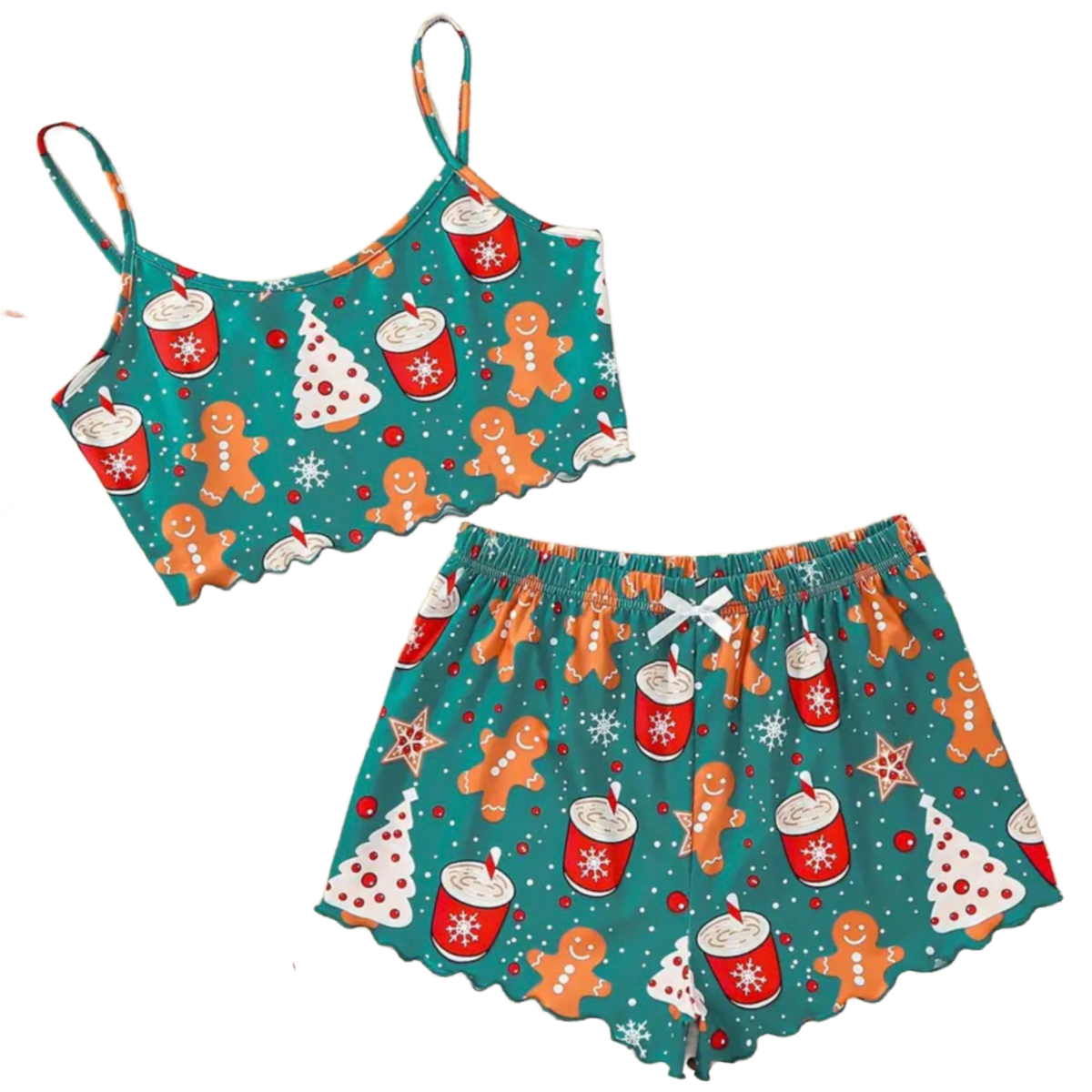 Christmas 2pc PJ Lingerie Set Women's Loungewear Pajamas Cami Top & Shorts New