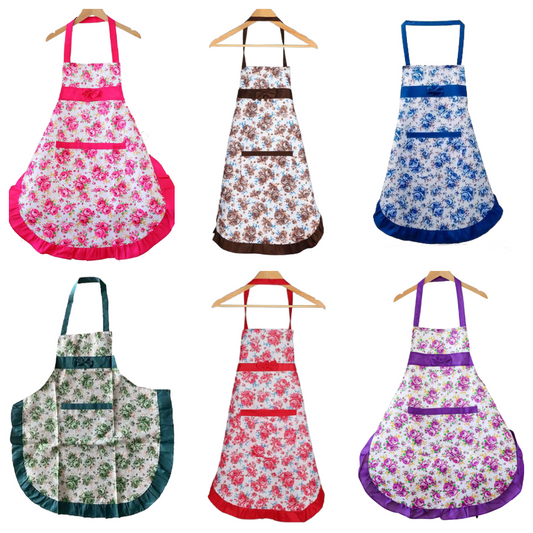 Floral Apron Kitchen Adjustable Pocket BBQ Baking Crafting Gardening NEW