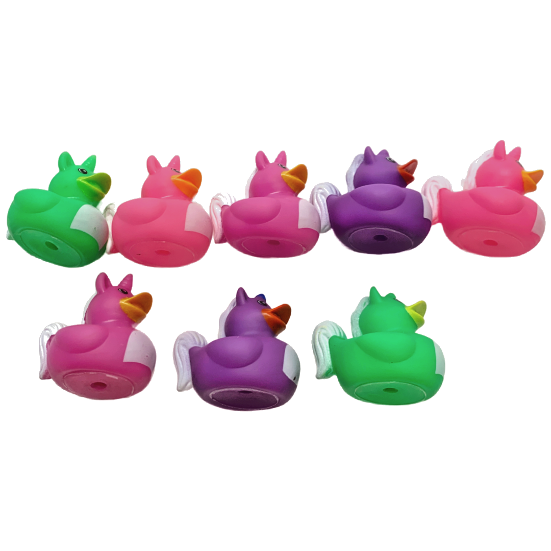 Lot of 8 UNICORN Rubber Duck Dash Ornament 2" Horse Duckie Jeep Toy