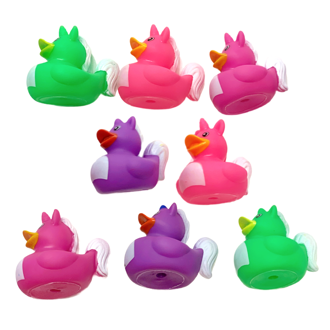 Lot of 8 UNICORN Rubber Duck Dash Ornament 2" Horse Duckie Jeep Toy