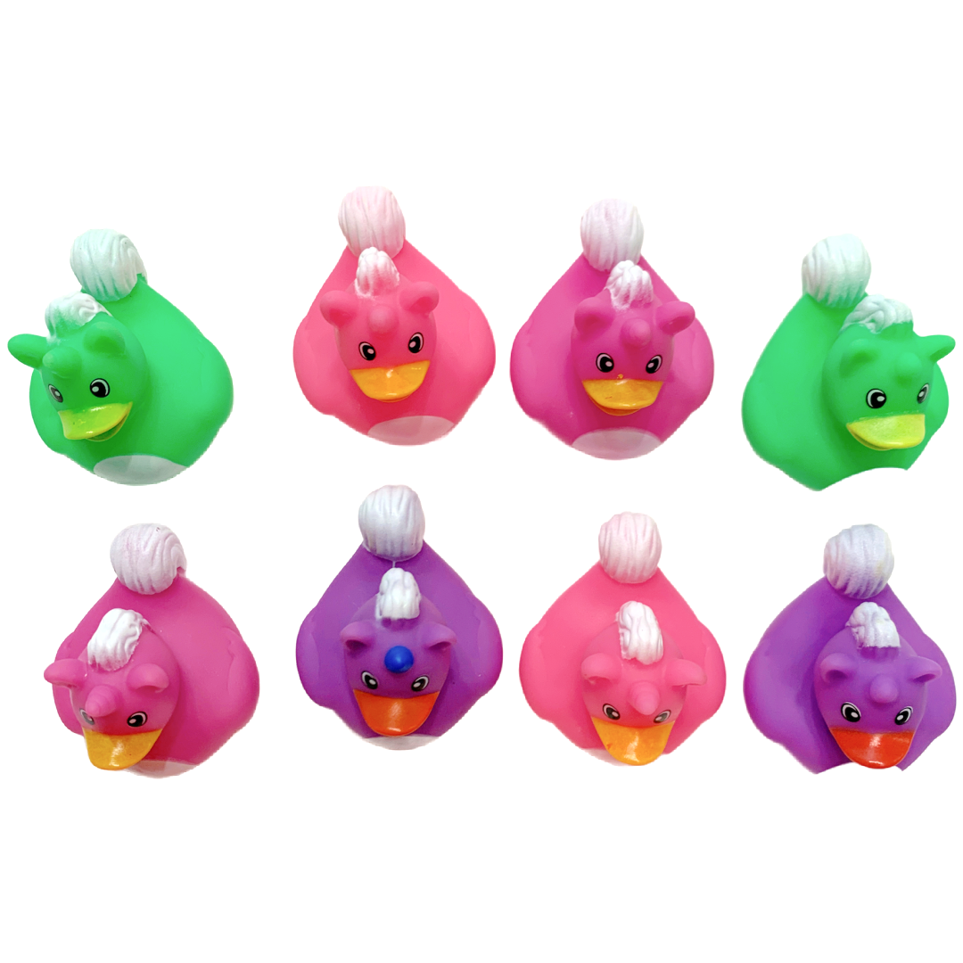 Lot of 8 UNICORN Rubber Duck Dash Ornament 2" Horse Duckie Jeep Toy
