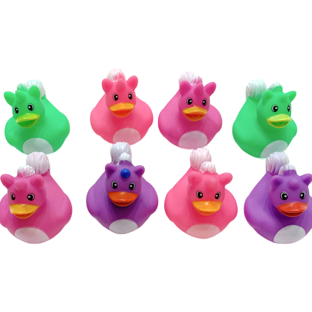 Lot of 8 UNICORN Rubber Duck Dash Ornament 2" Horse Duckie Jeep Toy