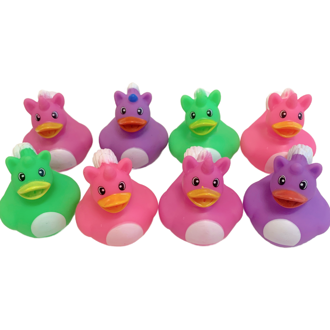 Lot of 8 UNICORN Rubber Duck Dash Ornament 2" Horse Duckie Jeep Toy