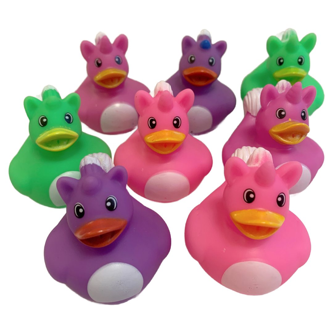 Lot of 8 UNICORN Rubber Duck Dash Ornament 2" Horse Duckie Jeep Toy