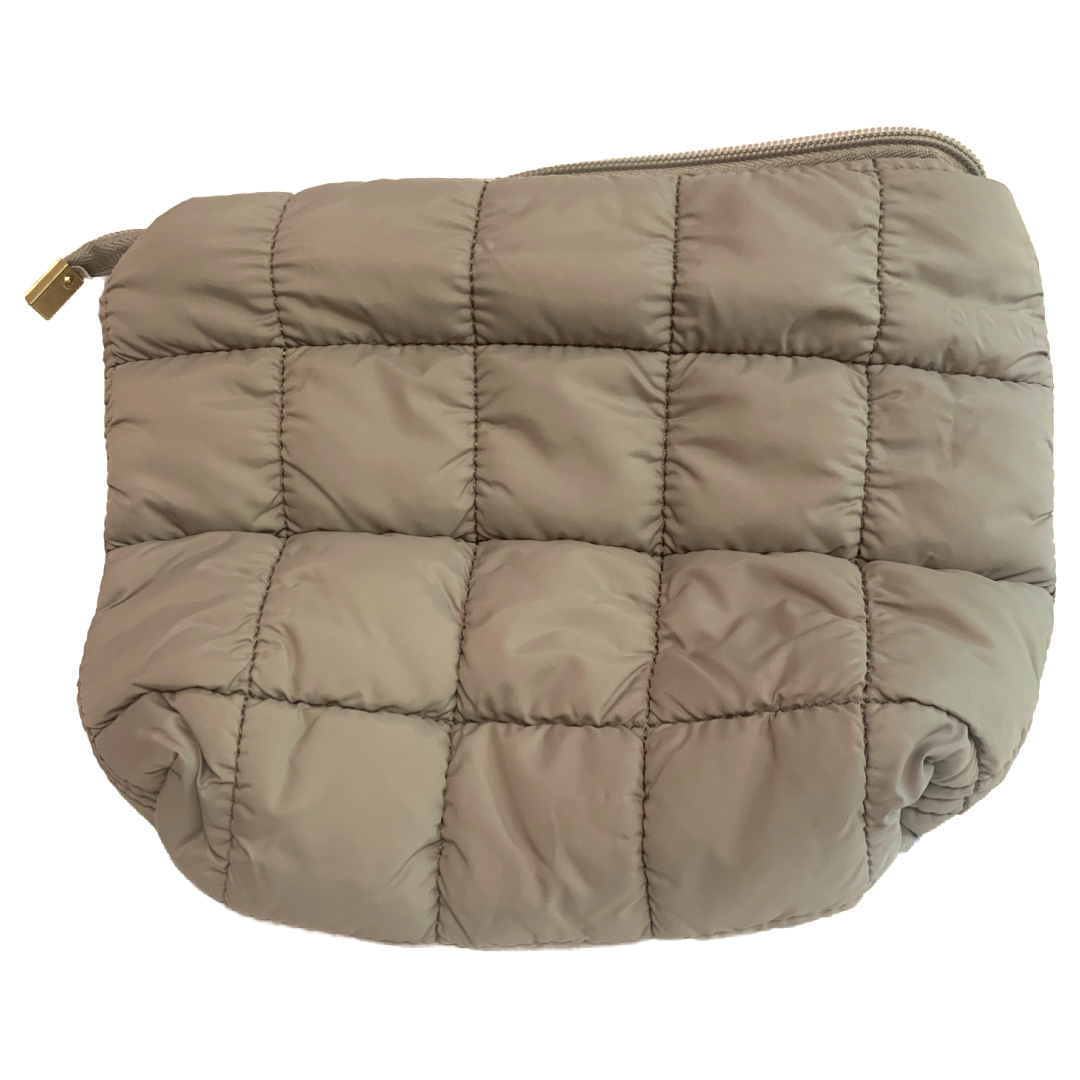 Tarte Quilted Puffer Cosmetics Makeup Bag Slate Gray 10x7 Inch NEW