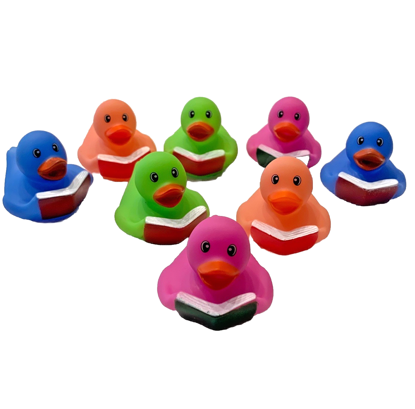Lot of 8 Book Reading Rubber Duck Dash Ornament 2" Library Duckie Jeep Bath Toy