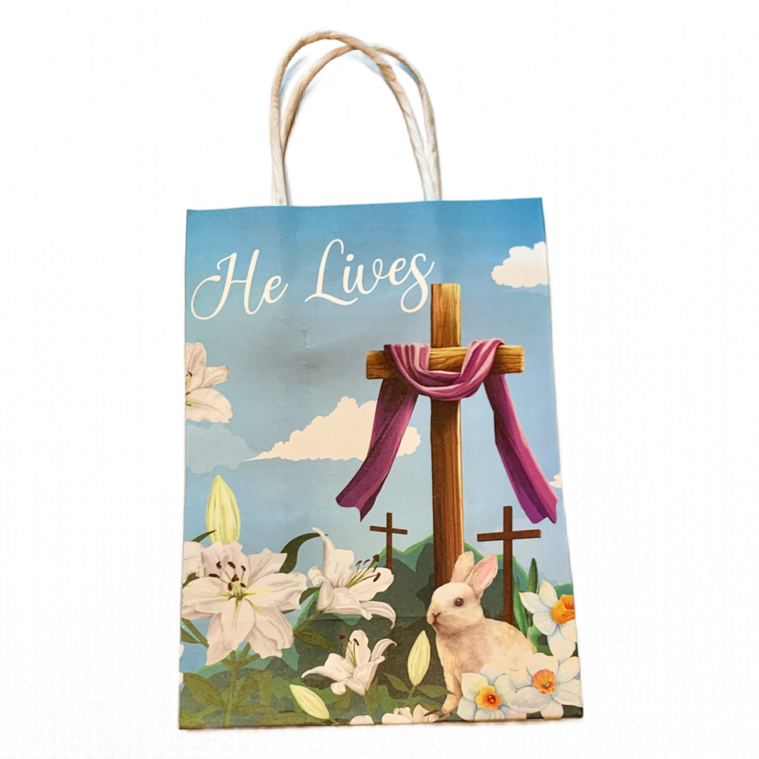 Lot of 16 Easter Gift Bags Wrapping Resurrection Sunday Jesus He Lives 11 inches