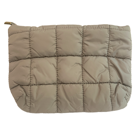 Tarte Quilted Puffer Cosmetics Makeup Bag Slate Gray 10x7 Inch NEW