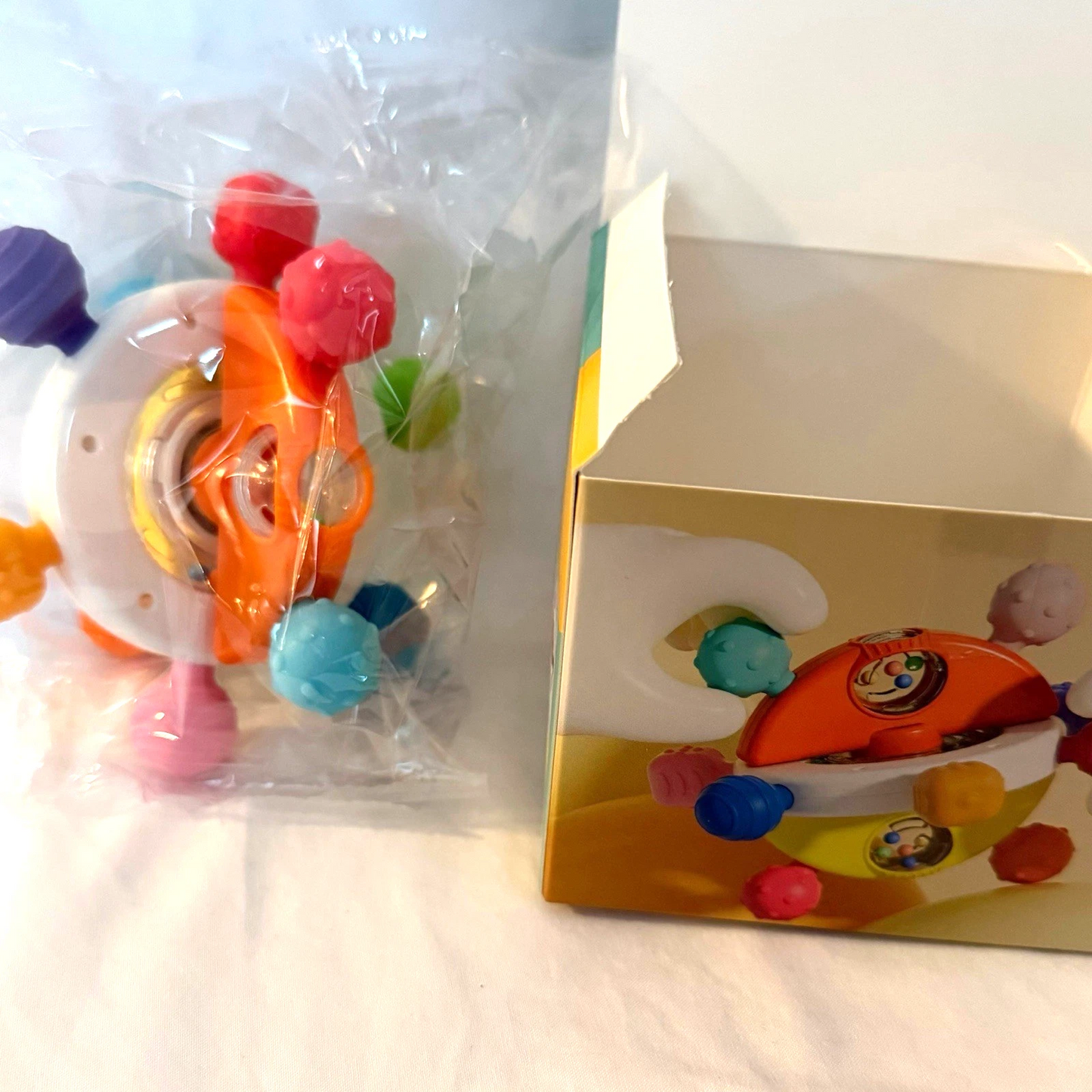 Baby Montessori Sensory Teething Toy Grasping Activities Bright Colors Lot Of 2