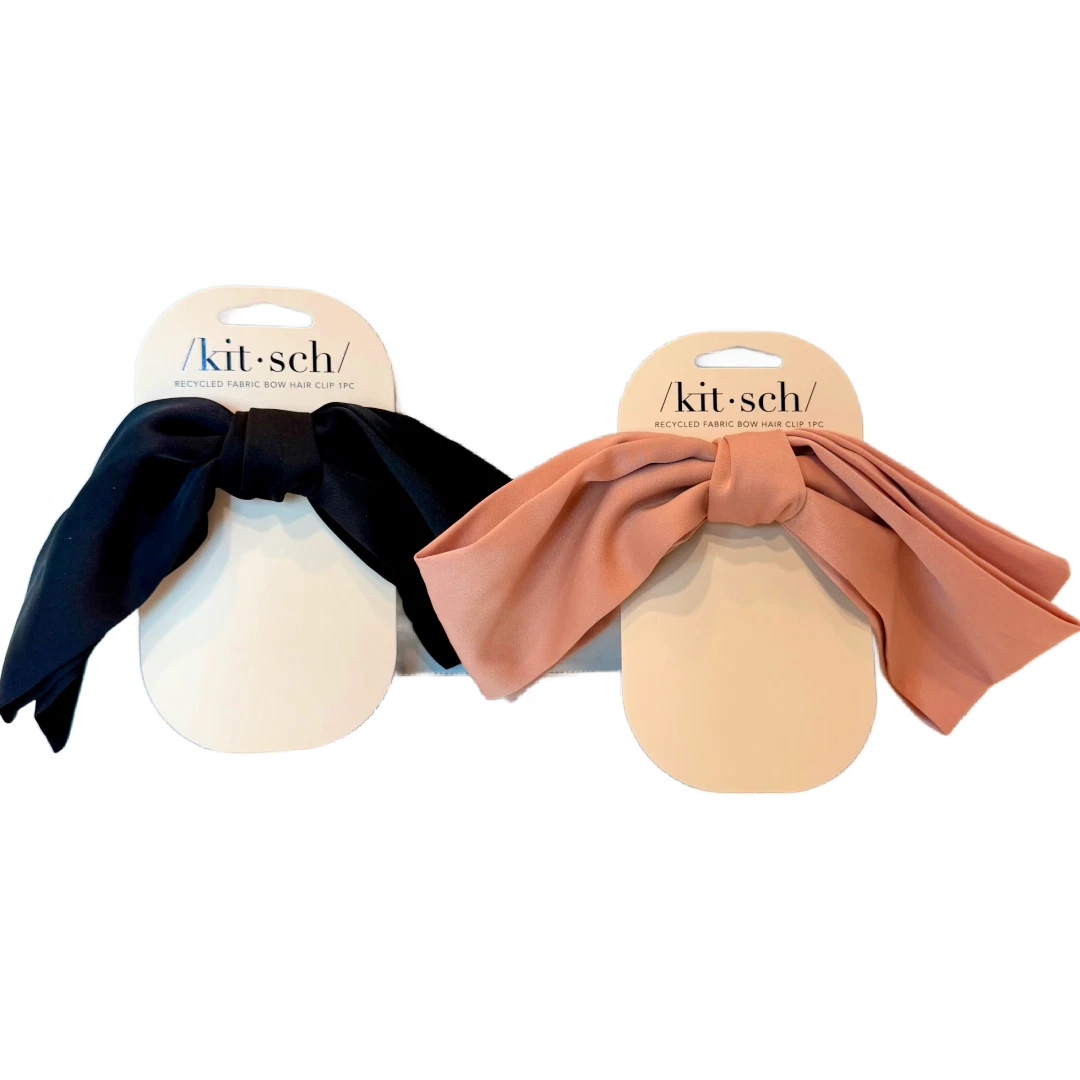 Kit•sch 2pc Oversized Floppy Bow Hair Clip in Black and Pink Duckbill New Lot