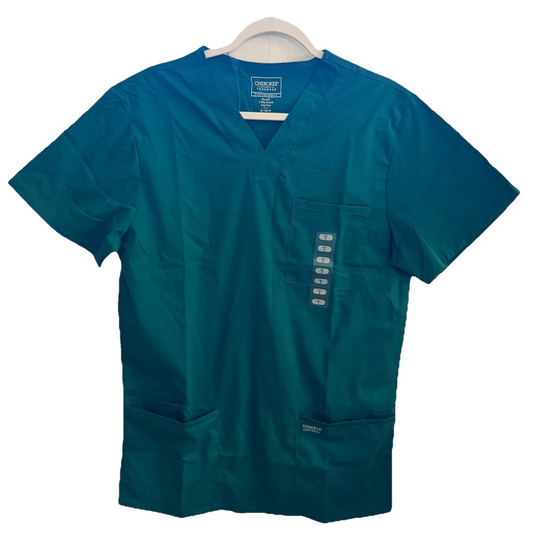 Cherokee Mens V-Neck Scrub Top Professionals Shirt Hunter Green S Tall WW695 HUN