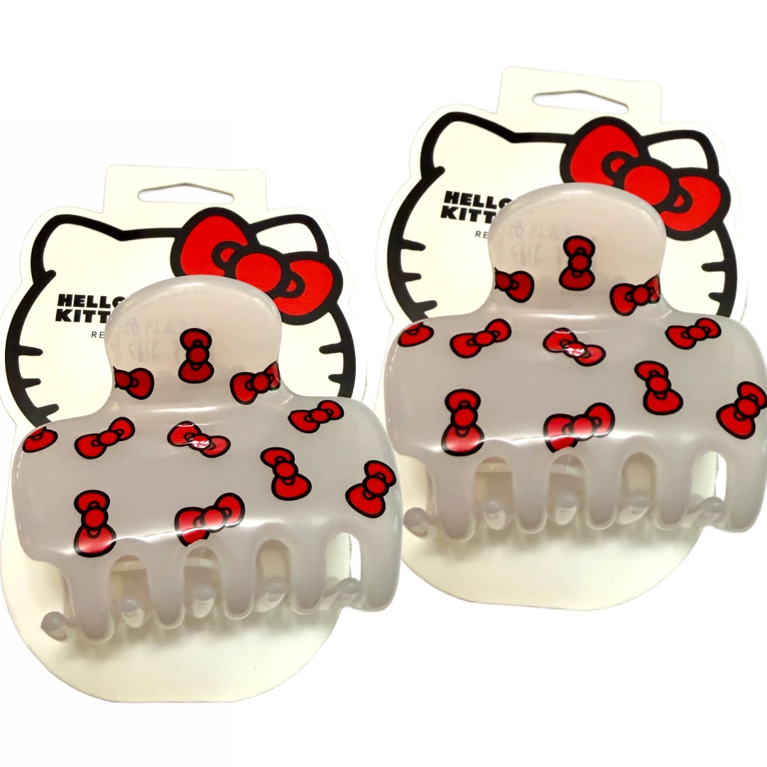 Hello Kitty x Kit•sch Recycled Plastic Claw Clip Red Kitty Bows Lot of 2 NEW