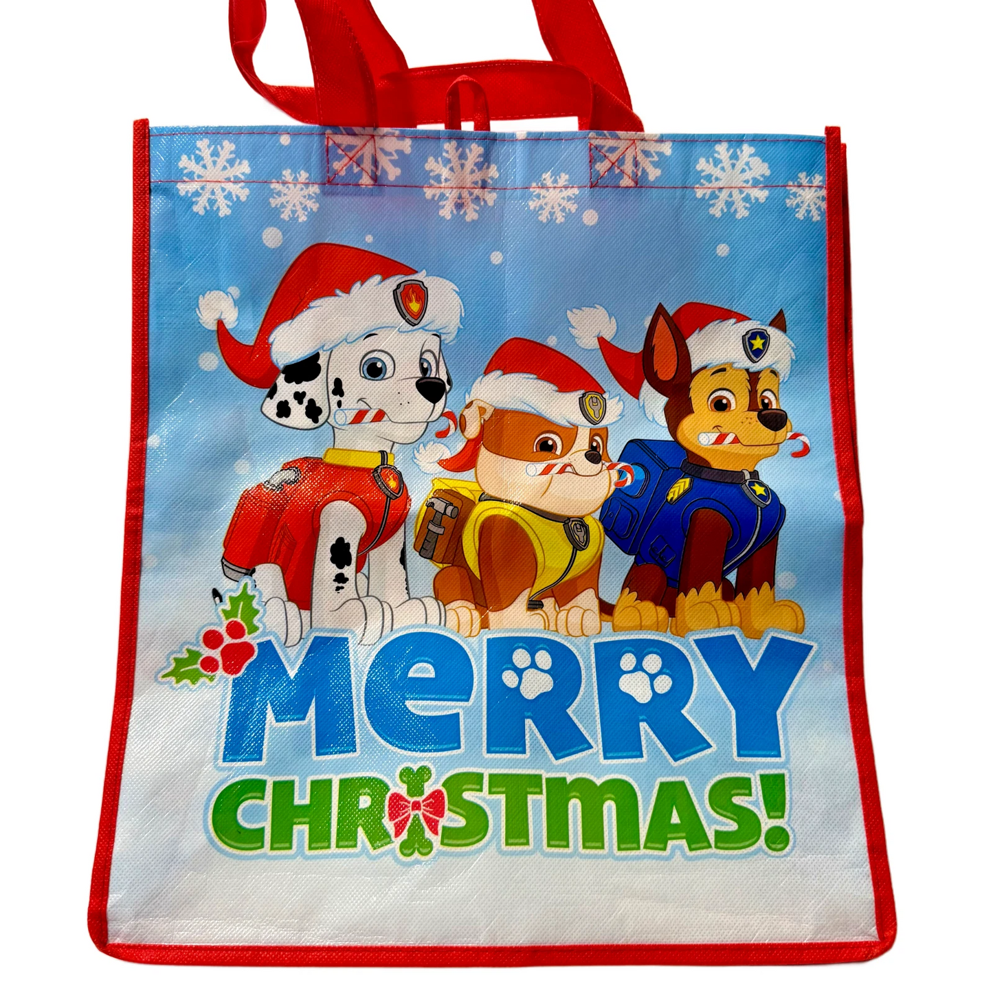 Nickelodeon Paw Patrol Reusable Tote Gift Bag 13" X 15" X 7" Merry Christmas