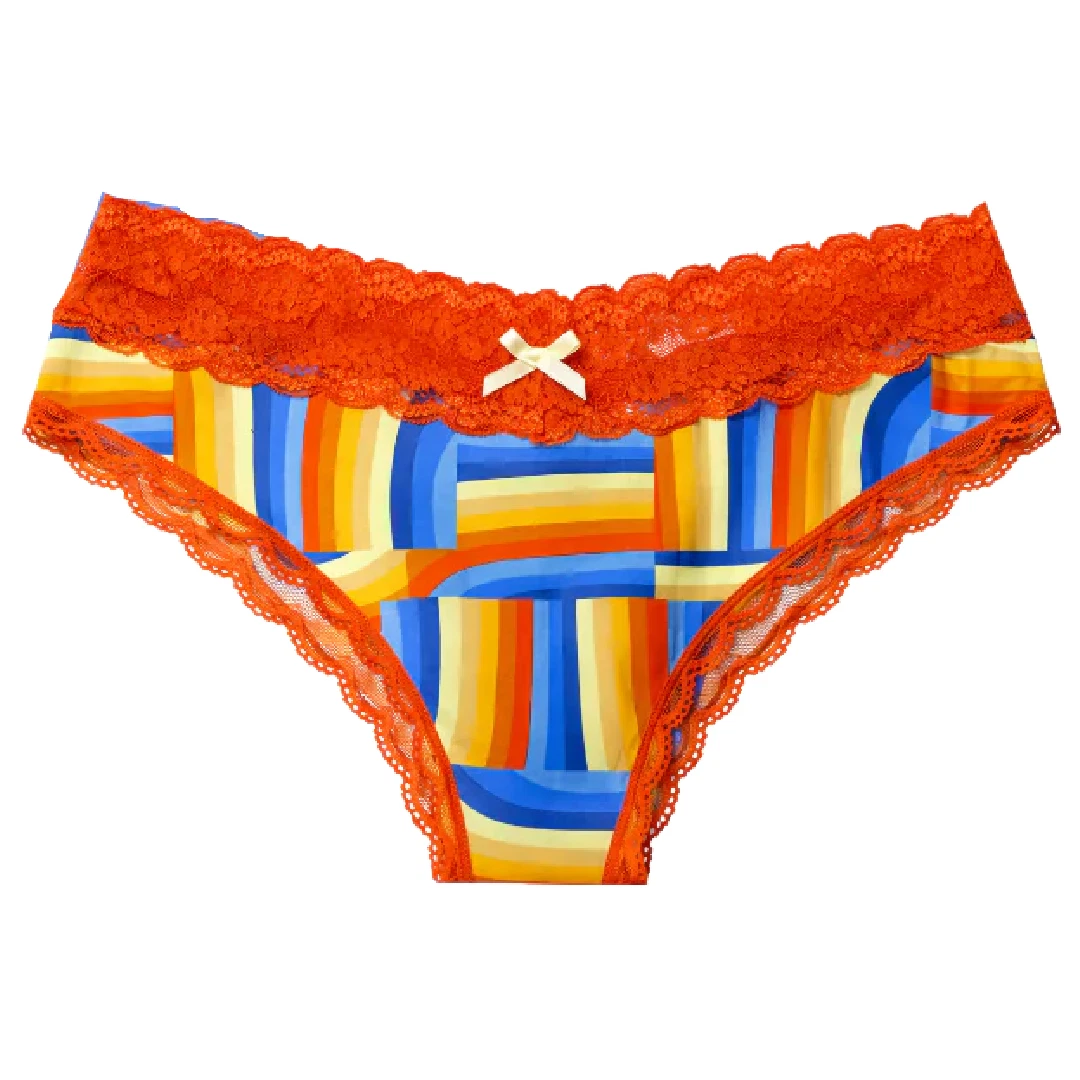 Splendies Size 2X Solene Thong New Pair of Underwear Colorful Orange Blue Yellow