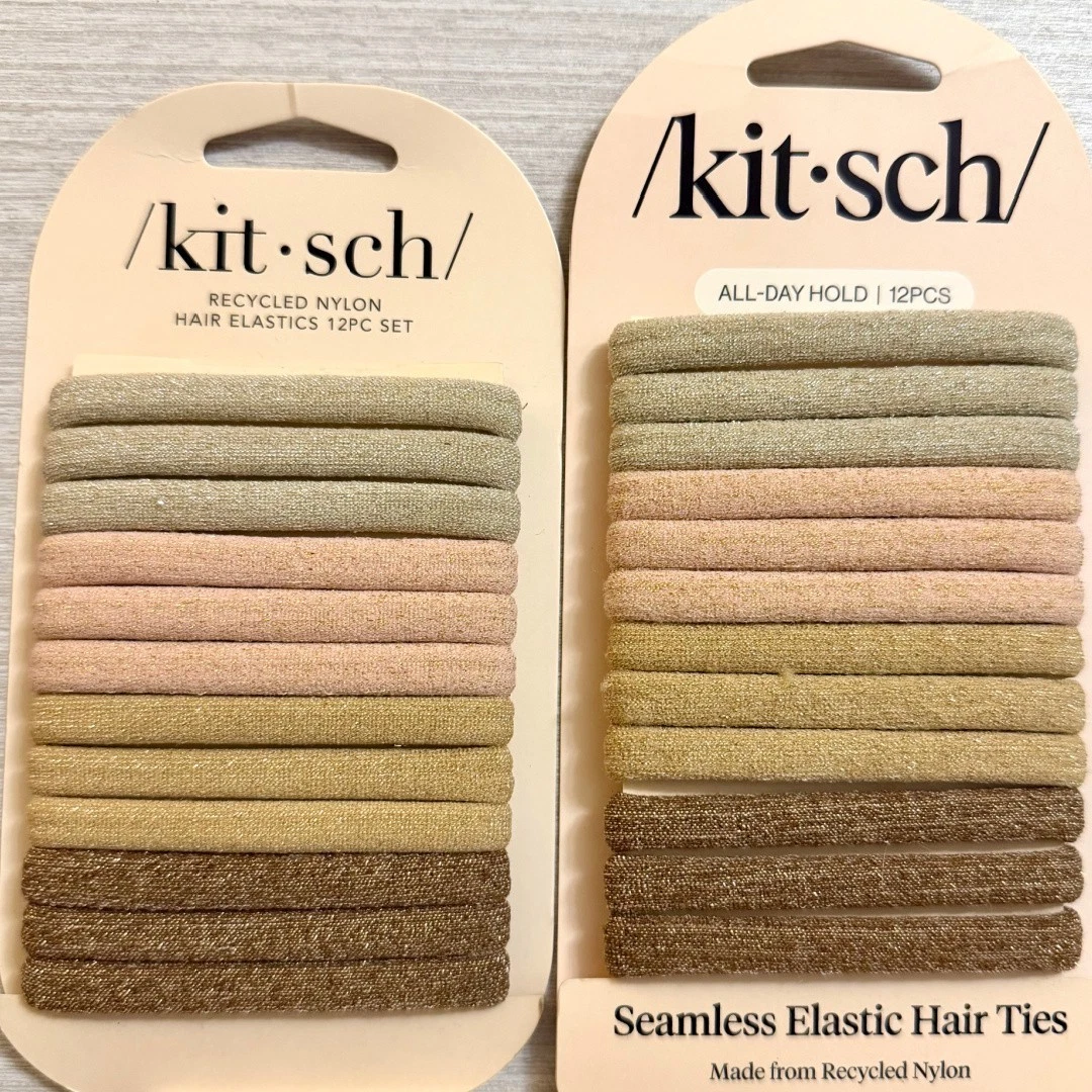 Kit•sch Neutral Glitter Seamless Elastics Lot of 2 Ponytail Braids Buns New 24pc