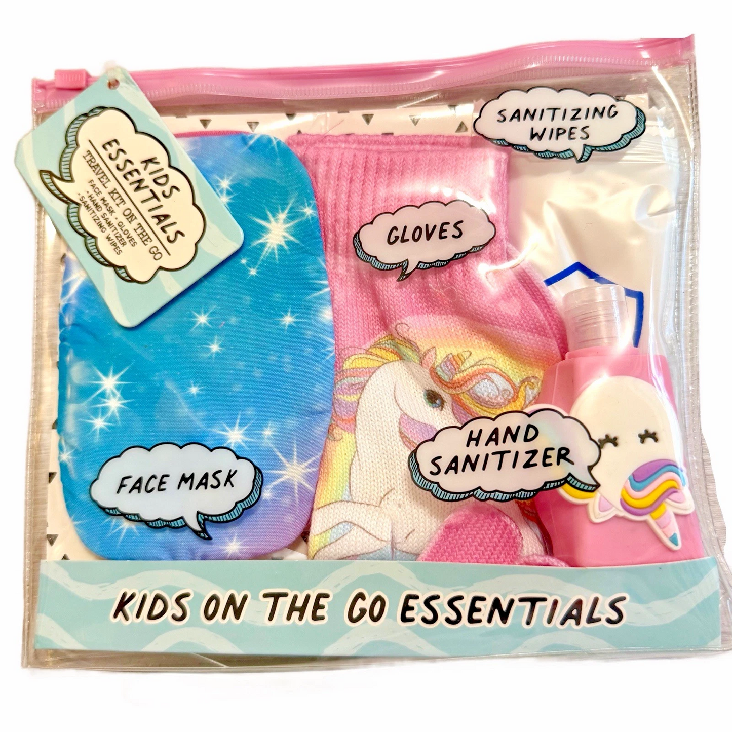 Kids Essentials Flu / Cold Season Face Mask Hand Sanitizer Gloves NWT